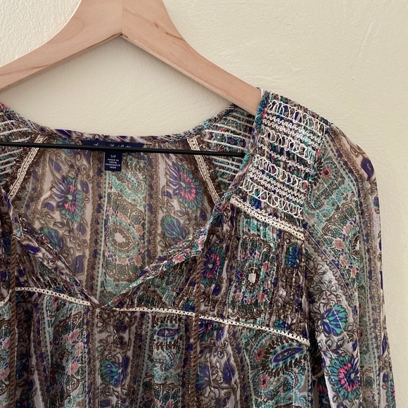 American Eagle Sheer Bohemian Blouse - Picture 3 of 6